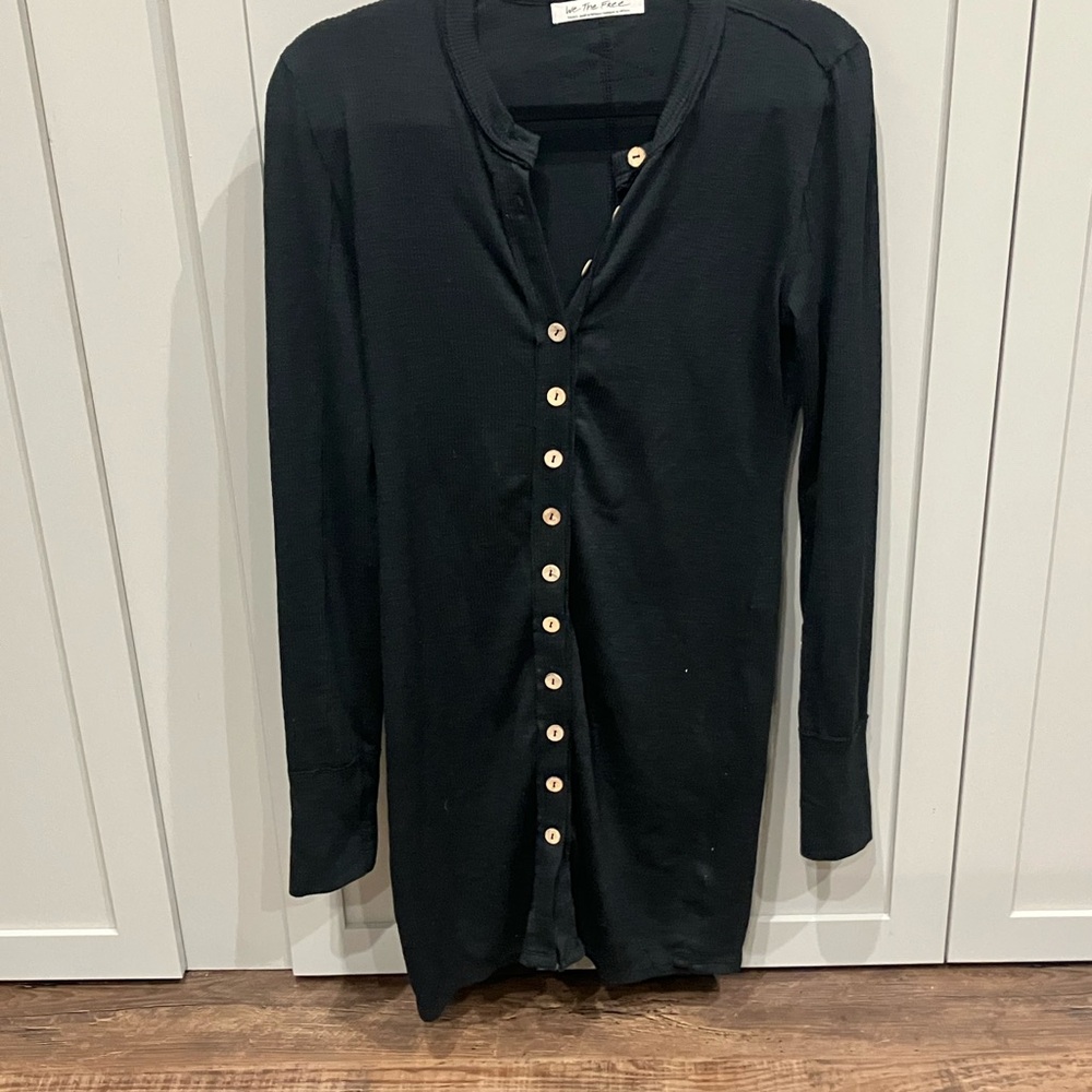 We The Free Dark Long Sleeve Button Down Dress